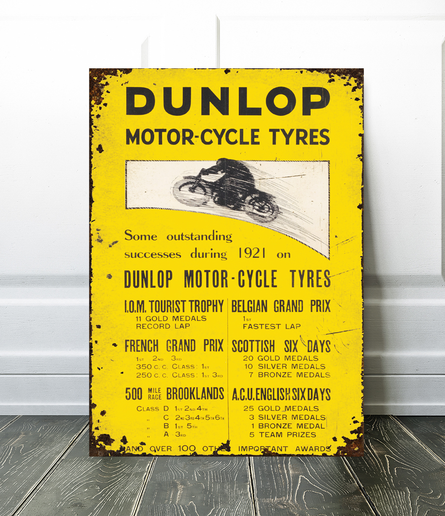 rare 1921 dunlop motorcycling poster