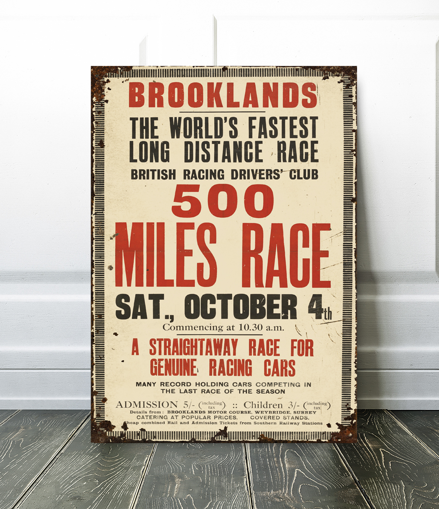 1930 brooklands race circuit poster