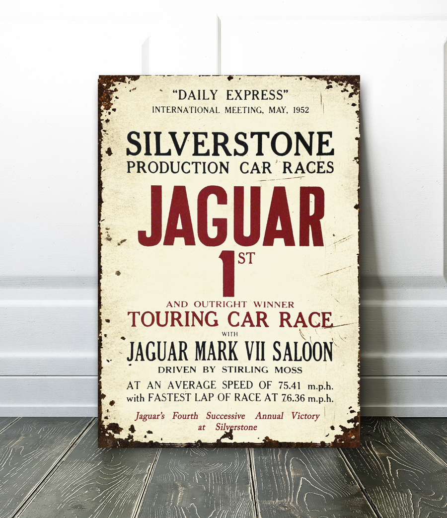 rare 1952 jaguar silverstone poster