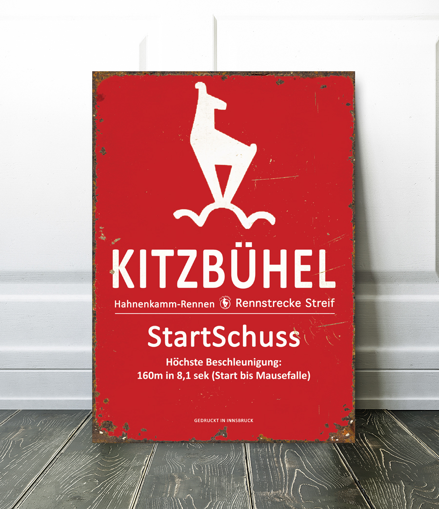 Kitzbuhel skiing sign poster